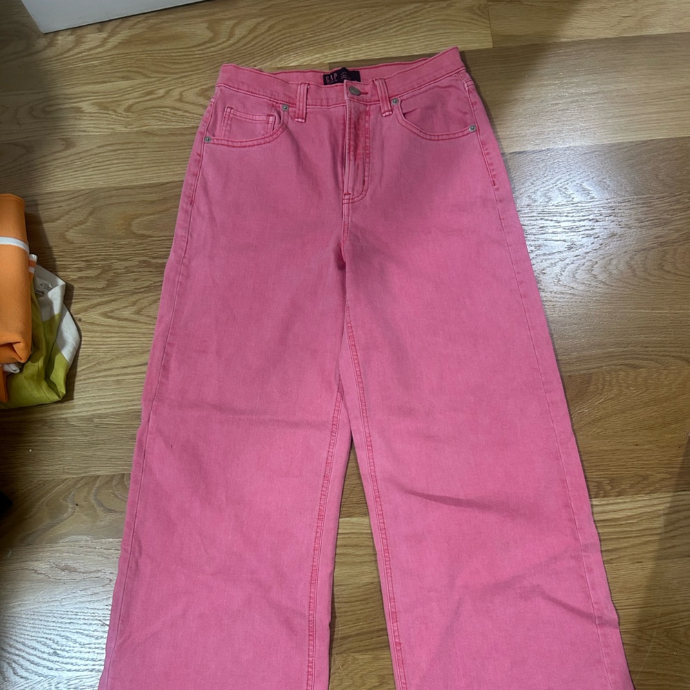 GAP Pink High-Rise Wide-Leg Denim